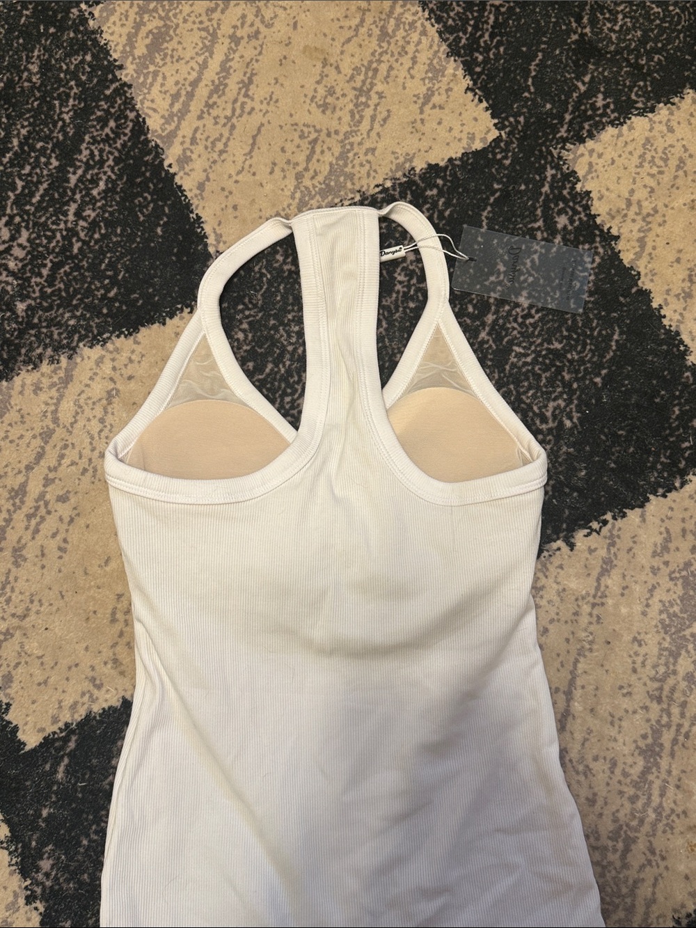 White Ribbed V-Neck Halter Tank - Picture 3 of 5